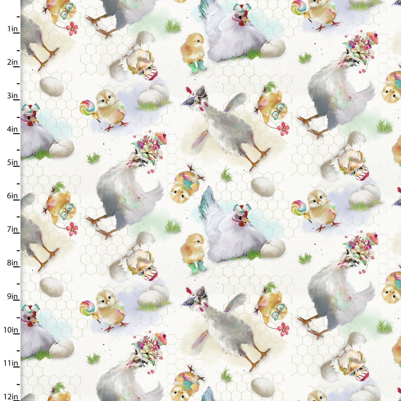 Welcome to the Funny Farm Cotton Print - Hens