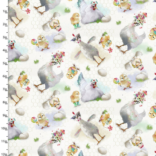 Welcome to the Funny Farm Cotton Print - Hens