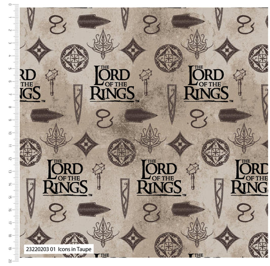 Lord of the Rings Collection II Cotton Print - Icons in Taupe