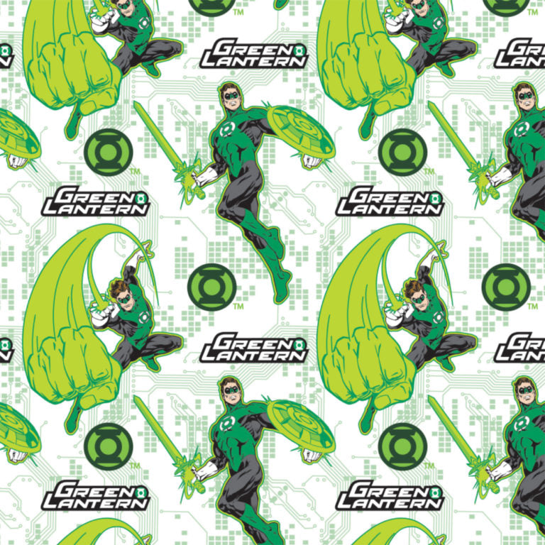 DC Comics Cotton Print - Green Lantern on White
