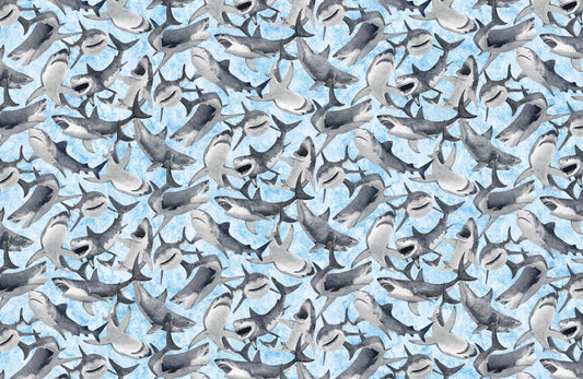 Shark Attack Cotton Print - Sharks - per half metre