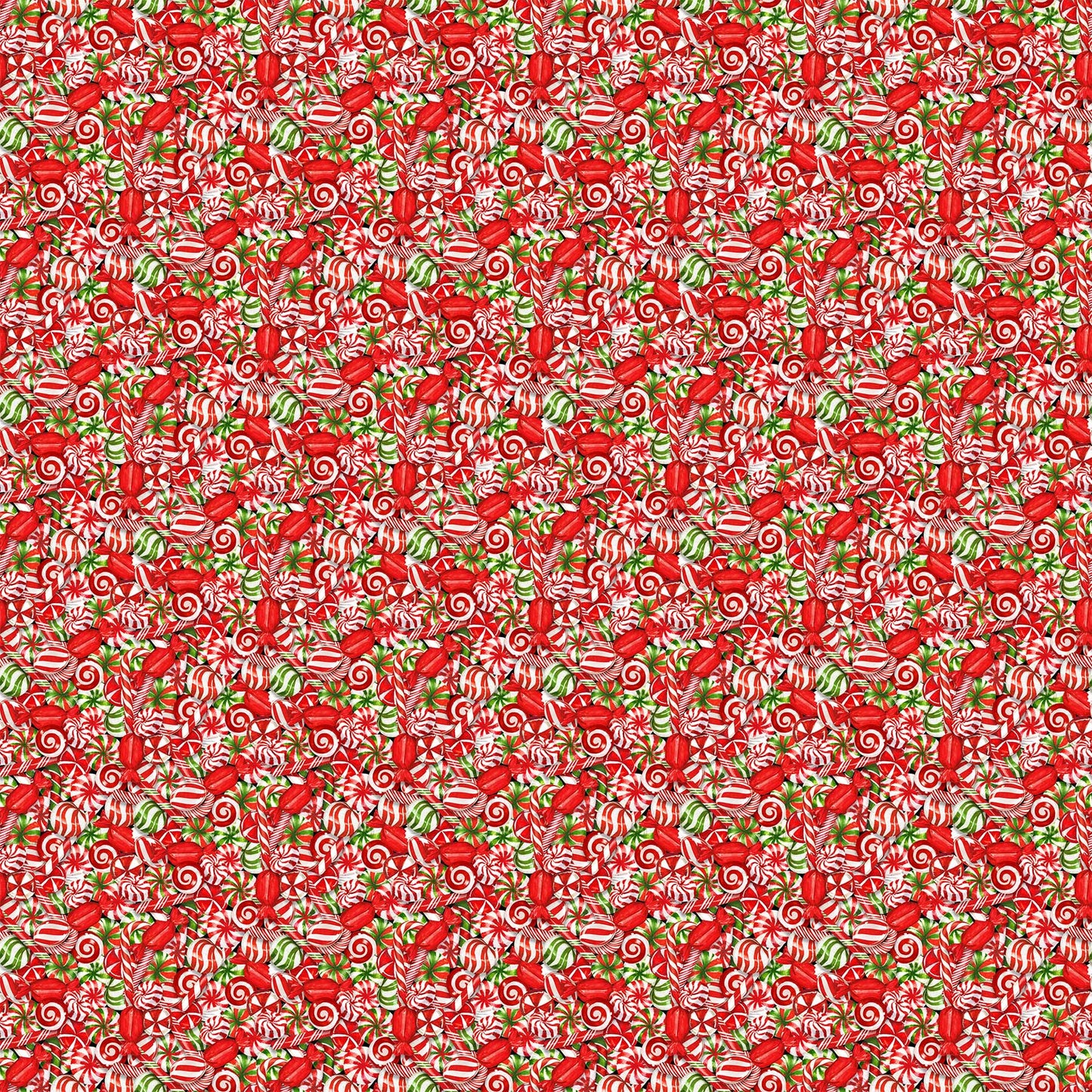 Packed Sweets - Peppermint Candy Cotton Print Fabric - End of Bolt 130cm