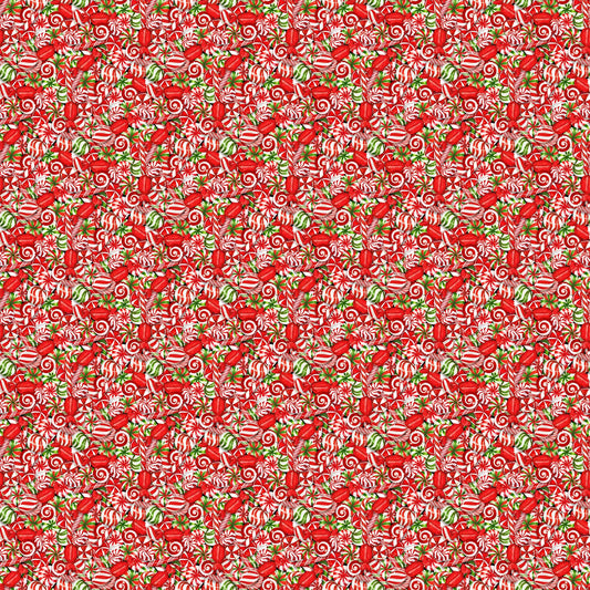 Packed Sweets - Peppermint Candy Cotton Print Fabric - End of Bolt 130cm