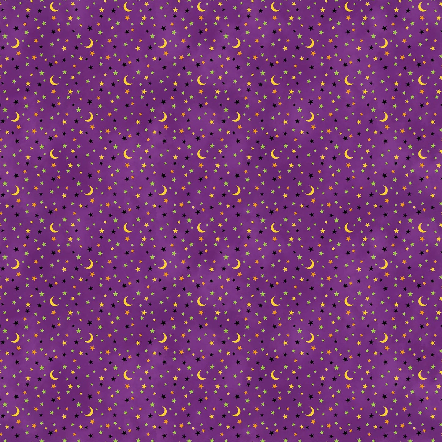 Gnomes Night Out Cotton Print - Moons and Stars on Purple - per half metre