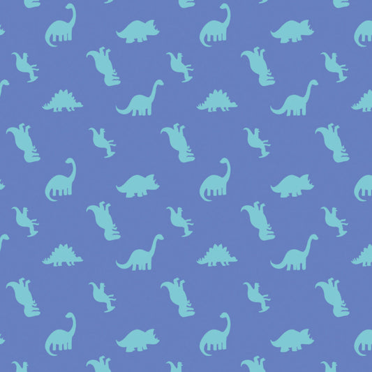 Rainbowsaurus Cotton Print - Dinosaur Silhouettes on Blue