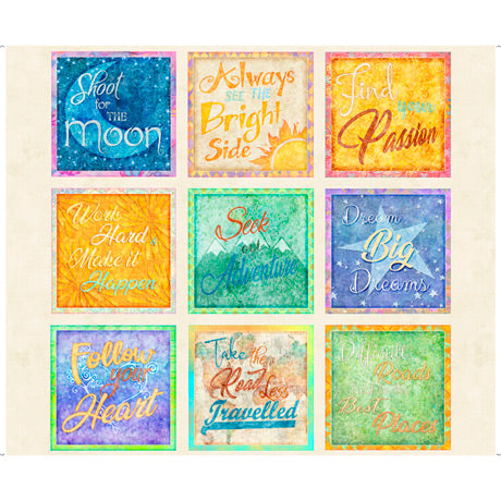 Dream Big Fabric Collection - Inspirational Quotes Patches on Cream