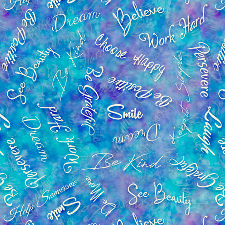 Inspirational Text on Dark Blue - Dream Big Cotton Print Fabric - End of Bolt 148cm