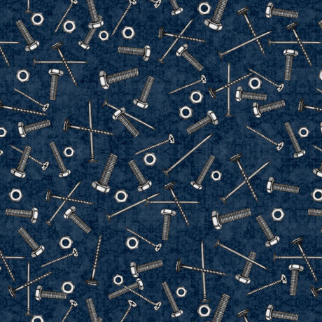 A Little Handy Cotton Print - Nails on Navy