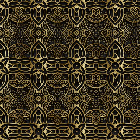 Scrollwork on Black - Literary Kitties Cotton Print Fabric - per half metre