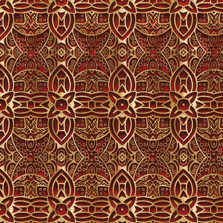 Scrollwork on Rust - Literary Kitties Cotton Print Fabric - per half metre