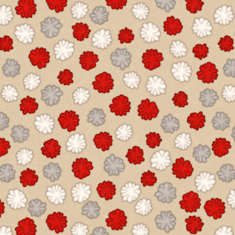 Monkey Biz Cotton Print - Pom Poms on Tan