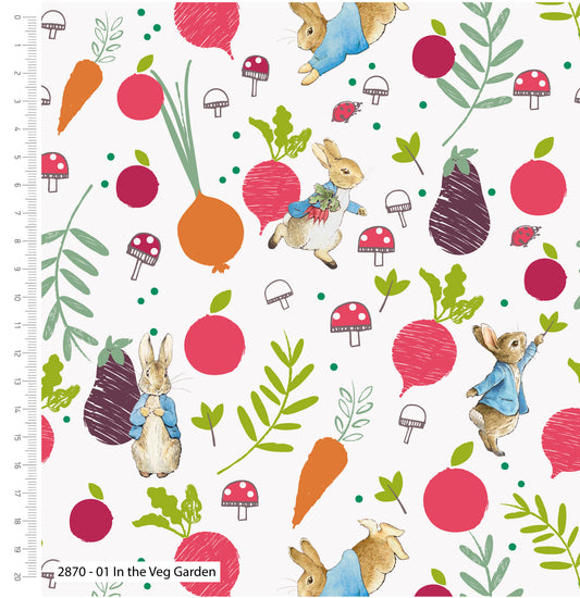 Peter Rabbit Home Grown Hoppiness Cotton Print - In the Veg Garden