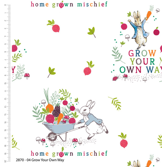 Peter Rabbit Home Grown Hoppiness Cotton Print - Grow Your Own Way