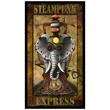 Steampunk Express Cotton Print - Steampunk Large Panel