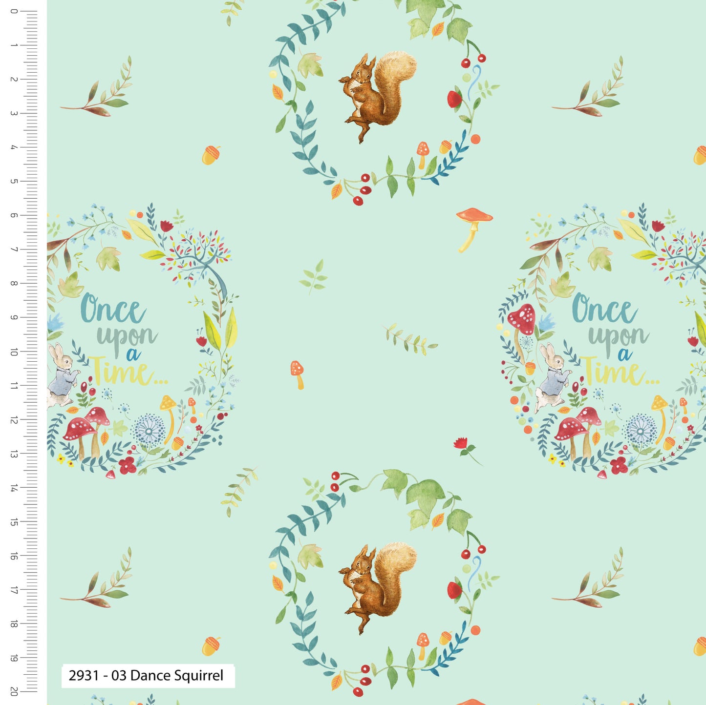 Peter Rabbit Once Upon a Time Cotton Print - Dance Squirrel - per half metre