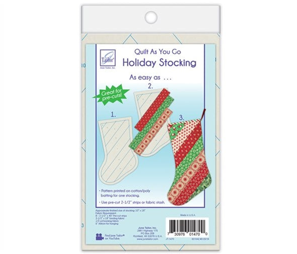 Quilt As You Go Christmas Stocking Pre-printed Wadding Pack- Strips