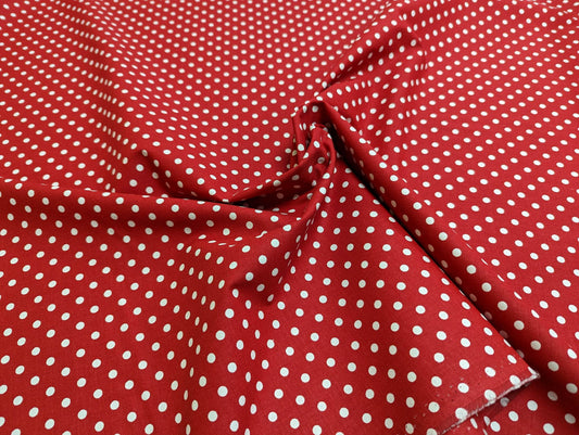 Red - White Spot Cotton Print Fabric - per half metre