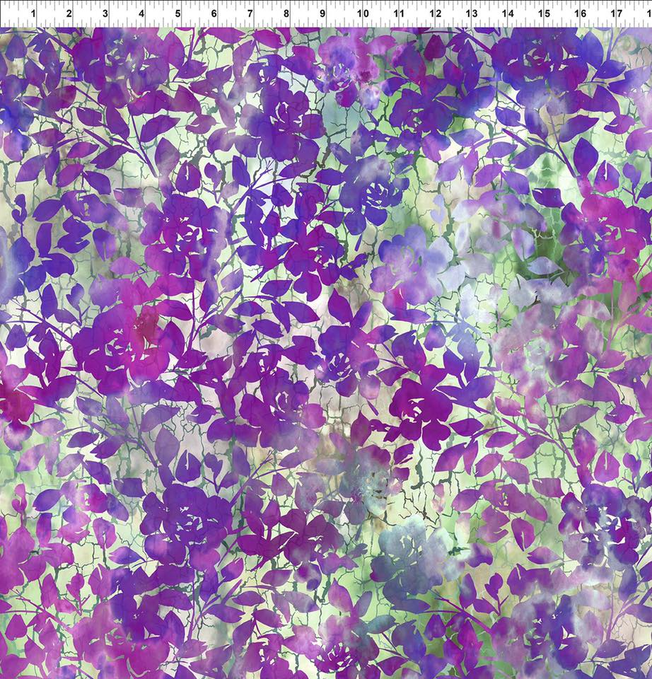 Purple Roses - Haven Cotton Print Fabric - End of Bolt 180cm