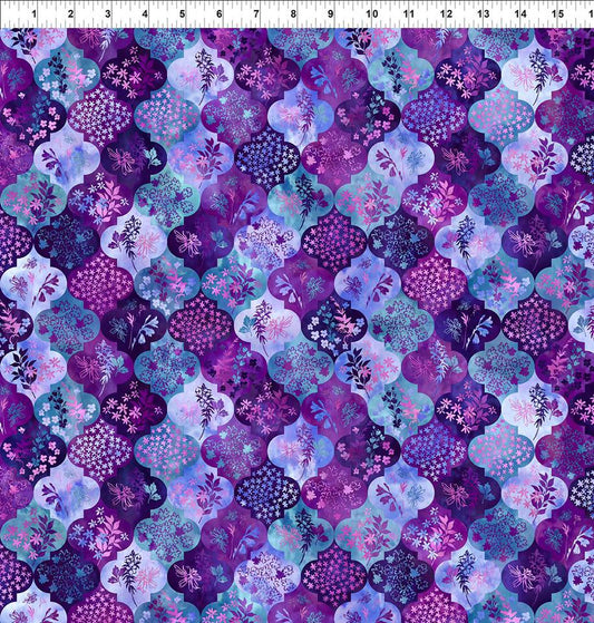 Purple Ogee - Haven Cotton Print Fabric - per half metre