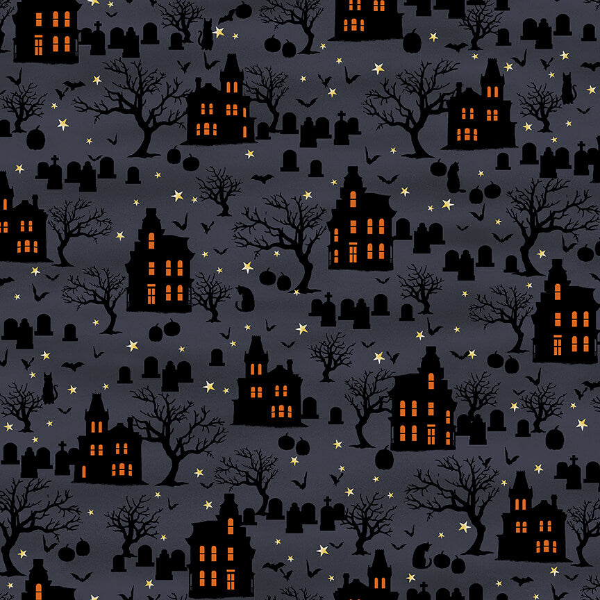 Spooky Night Cotton Print - Spooky Houses