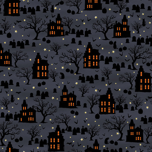 Spooky Night Cotton Print - Spooky Houses
