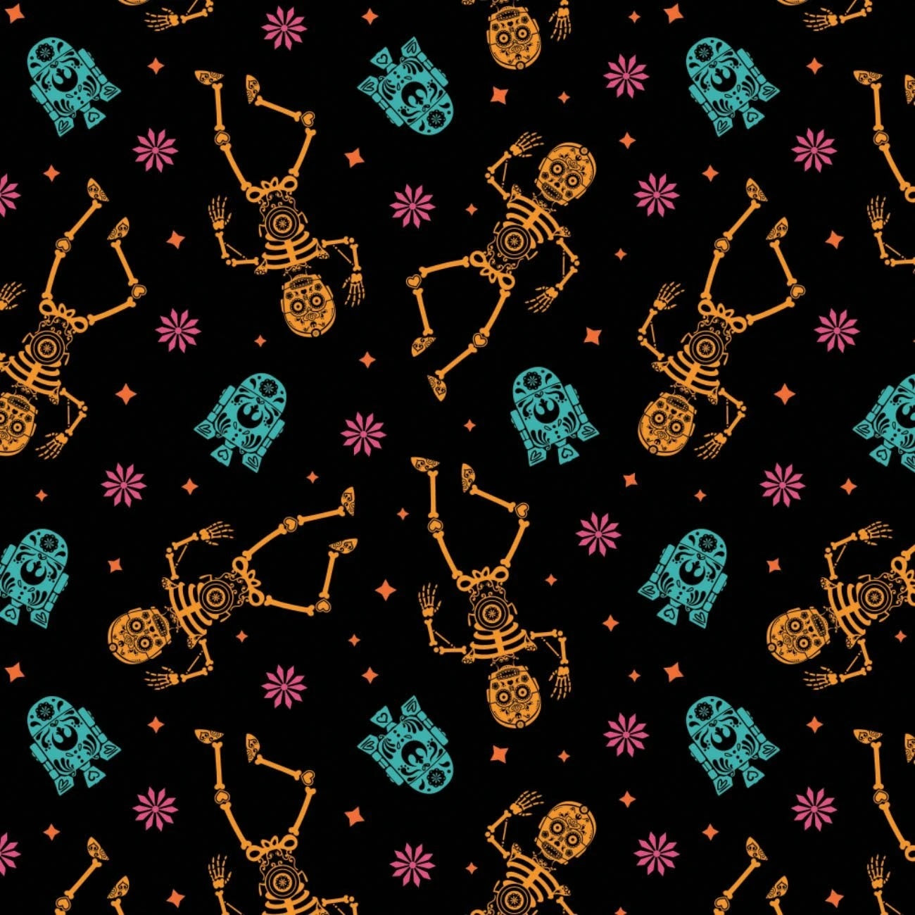 Character Halloween Cotton Print - Tossed Sugar Droids