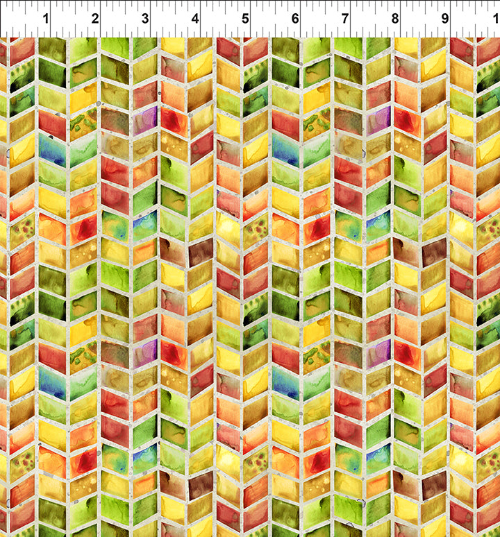 Dinosaur Friends Cotton Print Fabric - Amber Blocks - per half metre