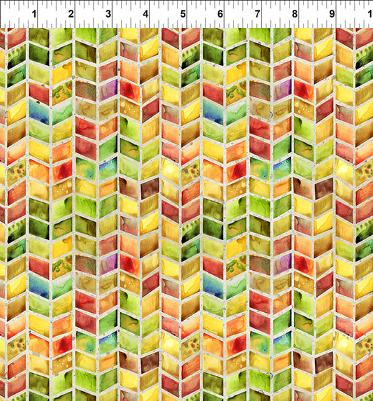 Dinosaur Friends Cotton Print Fabric - Amber Blocks - per half metre