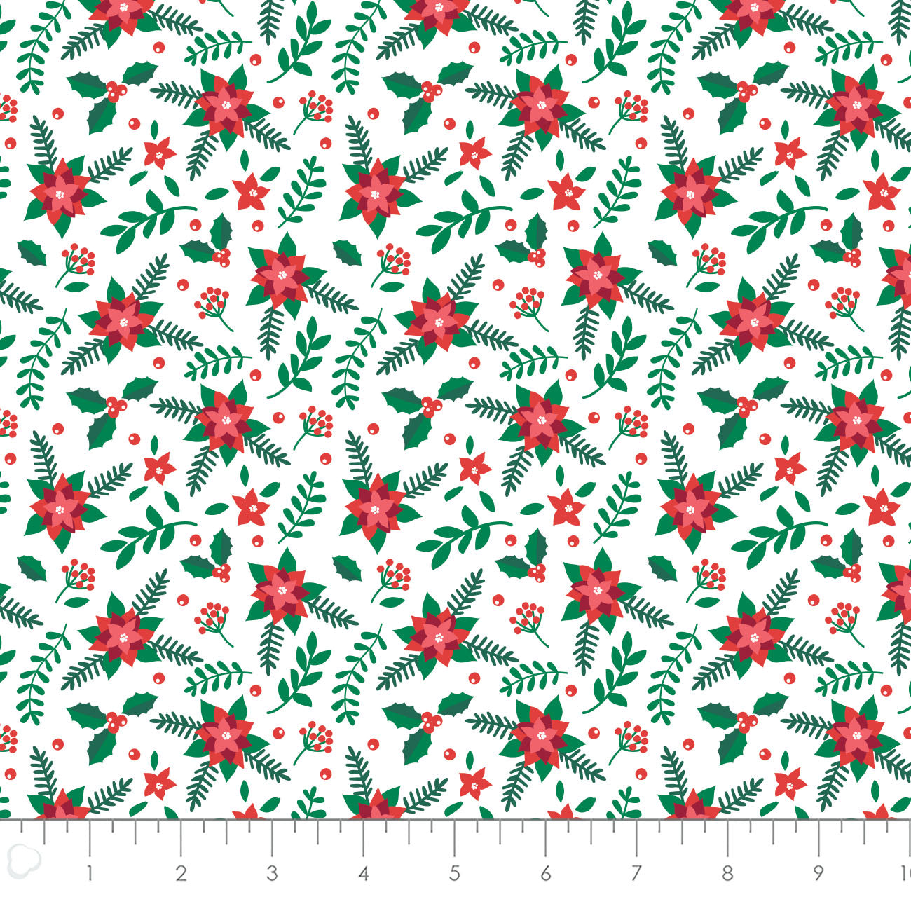 It's Always Unicorn Season Cotton Print - Poinsettias in White