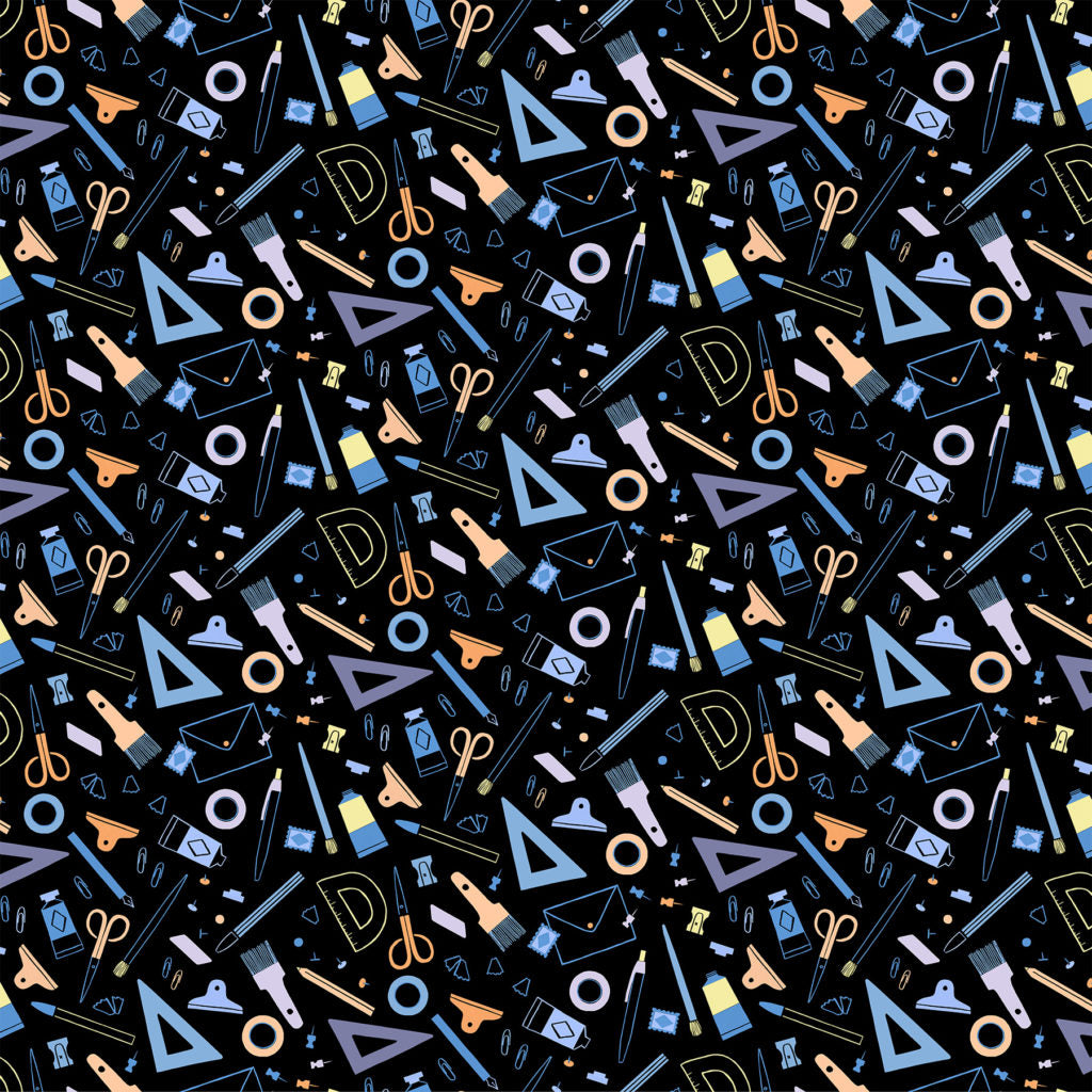 DIY - Black Stationery - Cotton Fabric by Figo