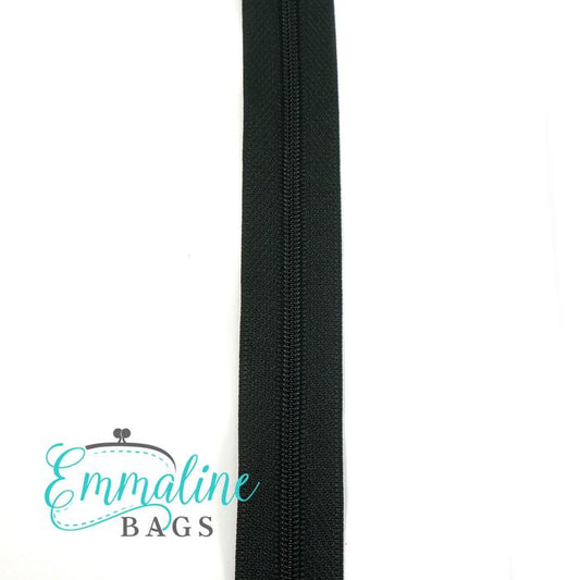 Emmaline Zipper-by-the-Yard - Size #3 - Black/ Black Coil - 3 Yards