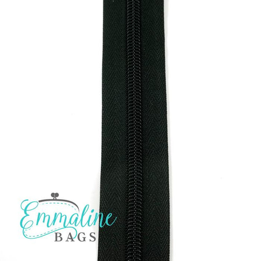 Emmaline Zipper-by-the-Yard - Size #5 - Black / Black Coil - 3 Yards