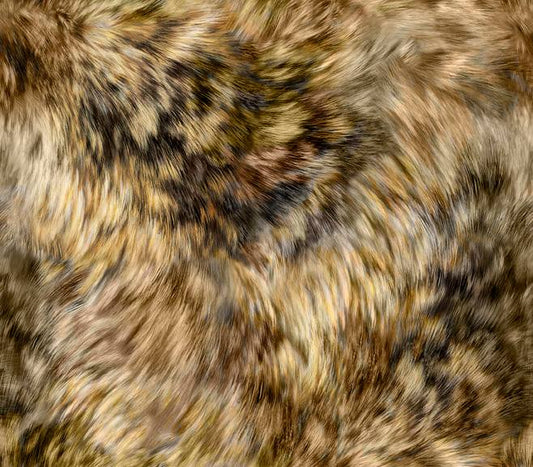 Brown Fur - Majestic Wolves Cotton Print Fabric - per half metre (Not Faux Fur)
