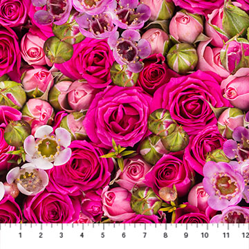 Mixed Roses - Budding Romance Cotton Print Fabric - End of Bolt 75cm
