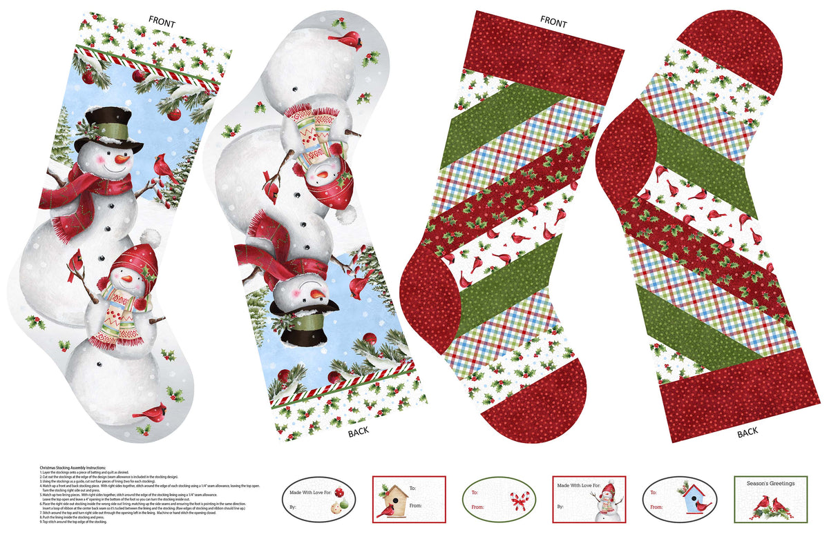Winter Welcome Cotton Print - Snowman Stocking Panel