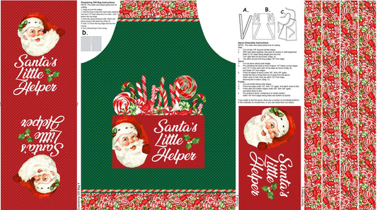 Peppermint Candy Cotton Print - Santa's Little Helper Panel