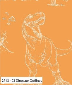 Age of the Dinosaurs Cotton Print - Dinosaur Outlines
