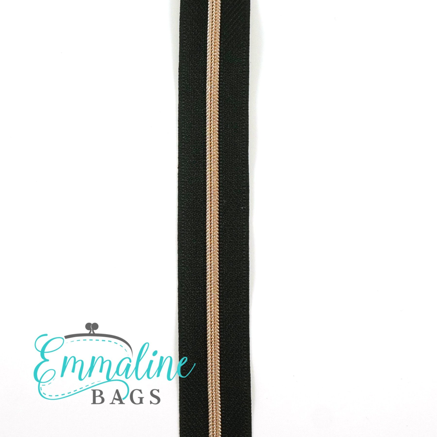 Emmaline Zipper-by-the-Yard - Size #3 - Black/ Rose Gold Coil/ 10 Yards