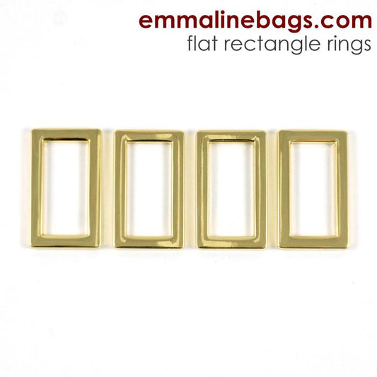 Flat Rectangular Rings (4 Pack) - 1" (25mm) - Gold