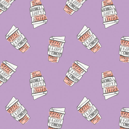 Gilmore Girls Cotton Print - Coffee Please and a Shot of Cynicism - per half metre