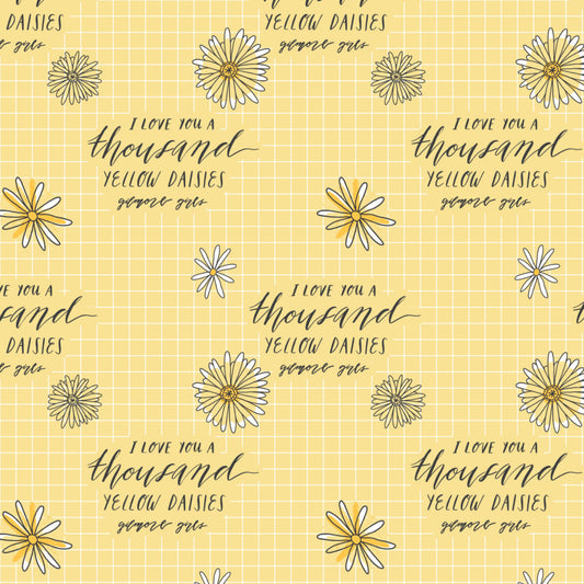 Gilmore Girls Cotton Print - I Love You a Thousand Yellow Daisies - per half metre