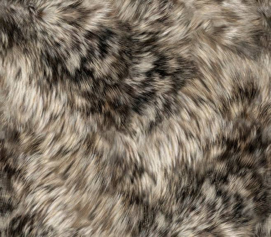 Grey Fur - Majestic Wolves Cotton Print Fabric - per half metre (Not faux fur)