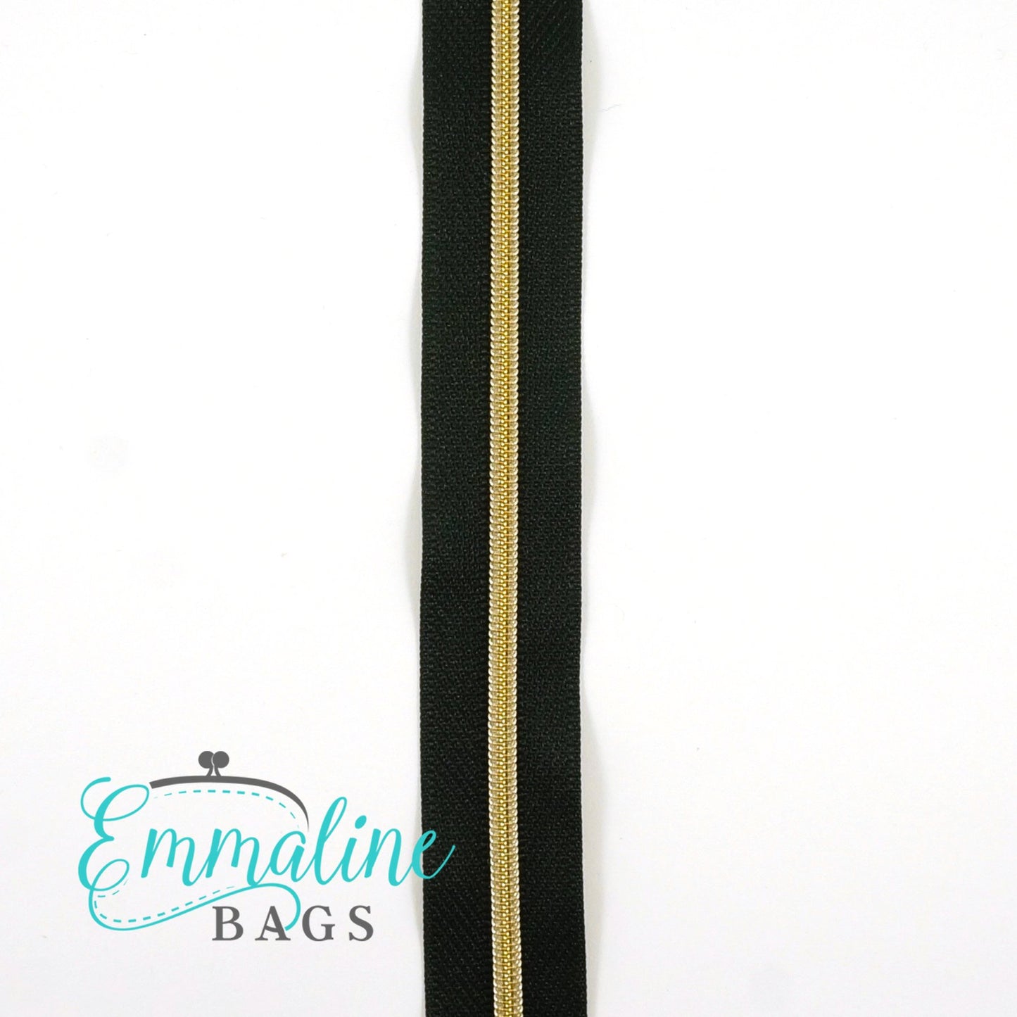 Emmaline Zipper-by-the-Yard - Size #3 - Black/ Light Gold Coil/ 3 Yards