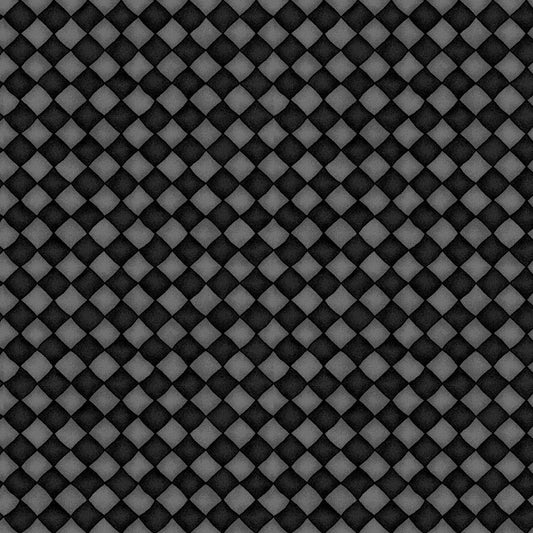Happiness is Homemade Cotton Print - Checkers on Black