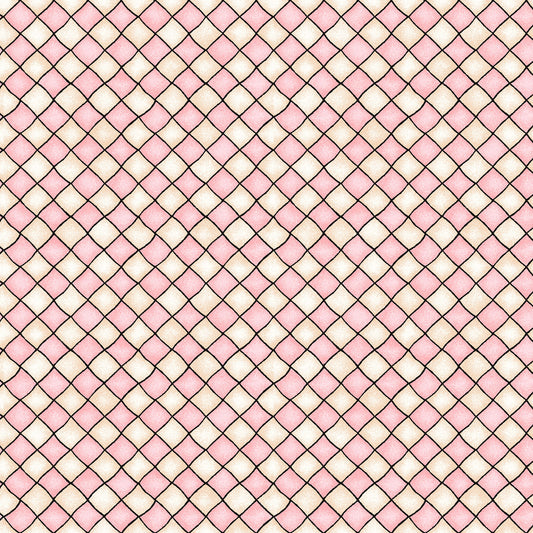 Happiness is Homemade Cotton Print - Checkers on Pink