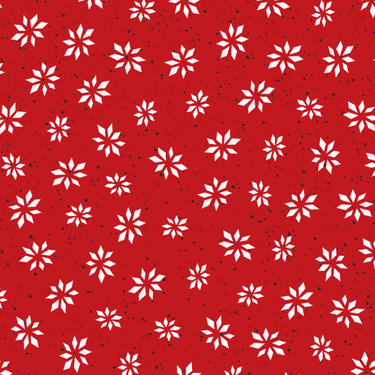 Warm Wishes by Hannah Dale of Wrendale Designs Cotton Print - Snowflake Star on Red
