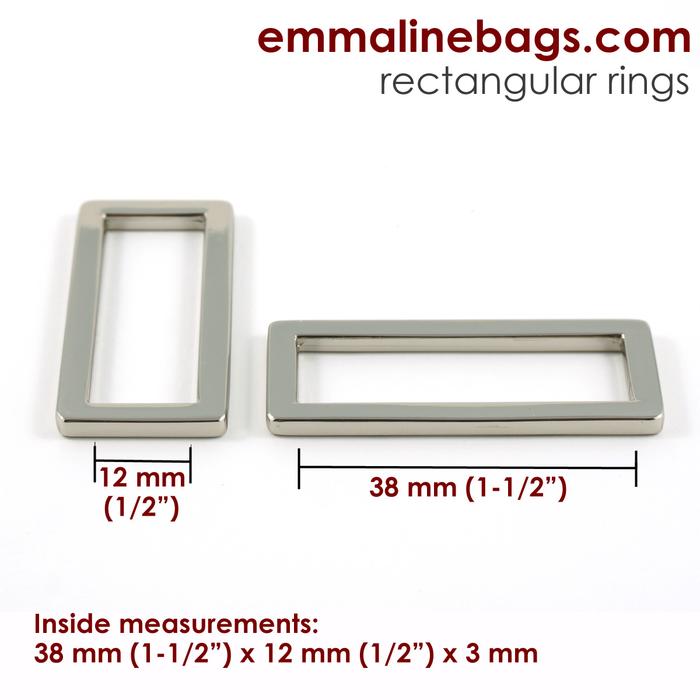 Flat Rectangular Rings (4 Pack) - 1.5" (38mm) - Nickel