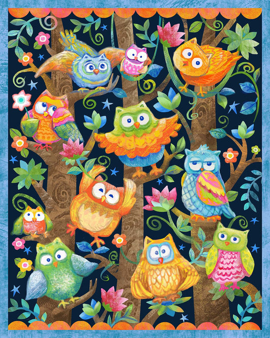 Wee Ones - Owl and Jungle Party Cotton Print - Owl Panel