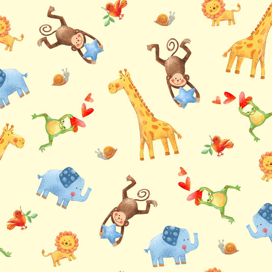 Wee Ones - Owl and Jungle Party Cotton Print - Jungle Allover