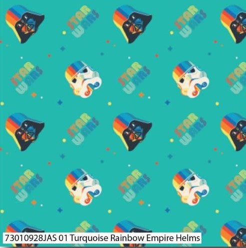 Star Wars Cotton Print - Rainbow Empire Helms - per half metre